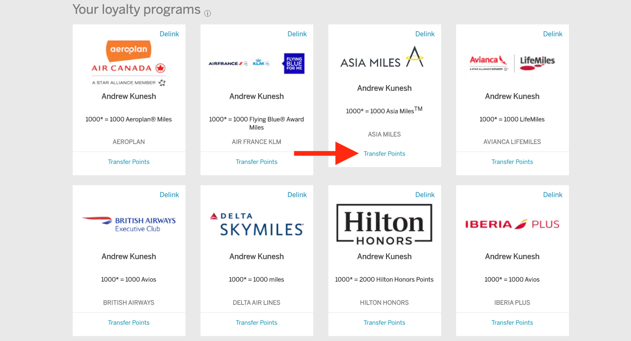 Click The Transfer Points Button Click The Transfer Points Button American Express Membership Rewards