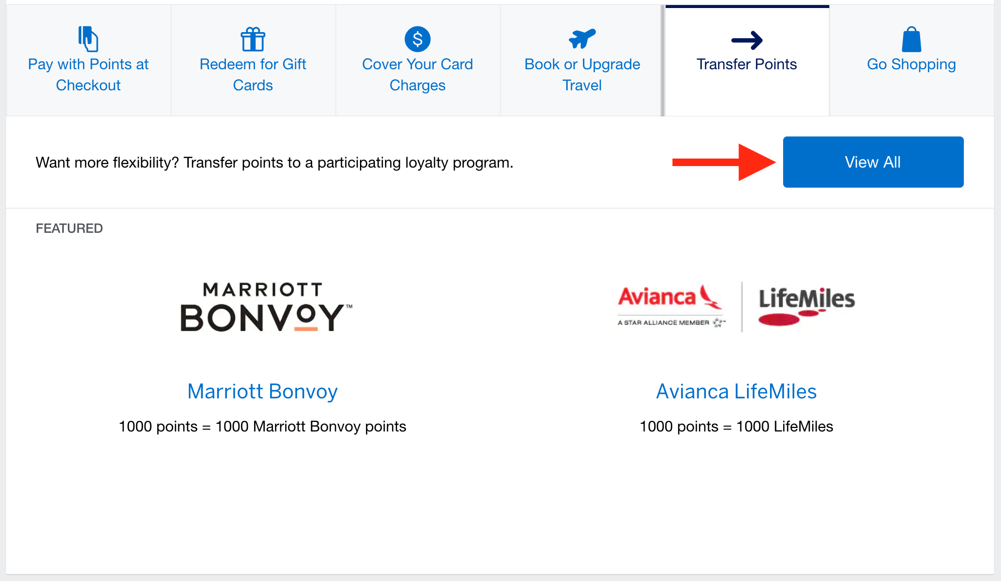 Click The View All Button American Express Membership Rewards
