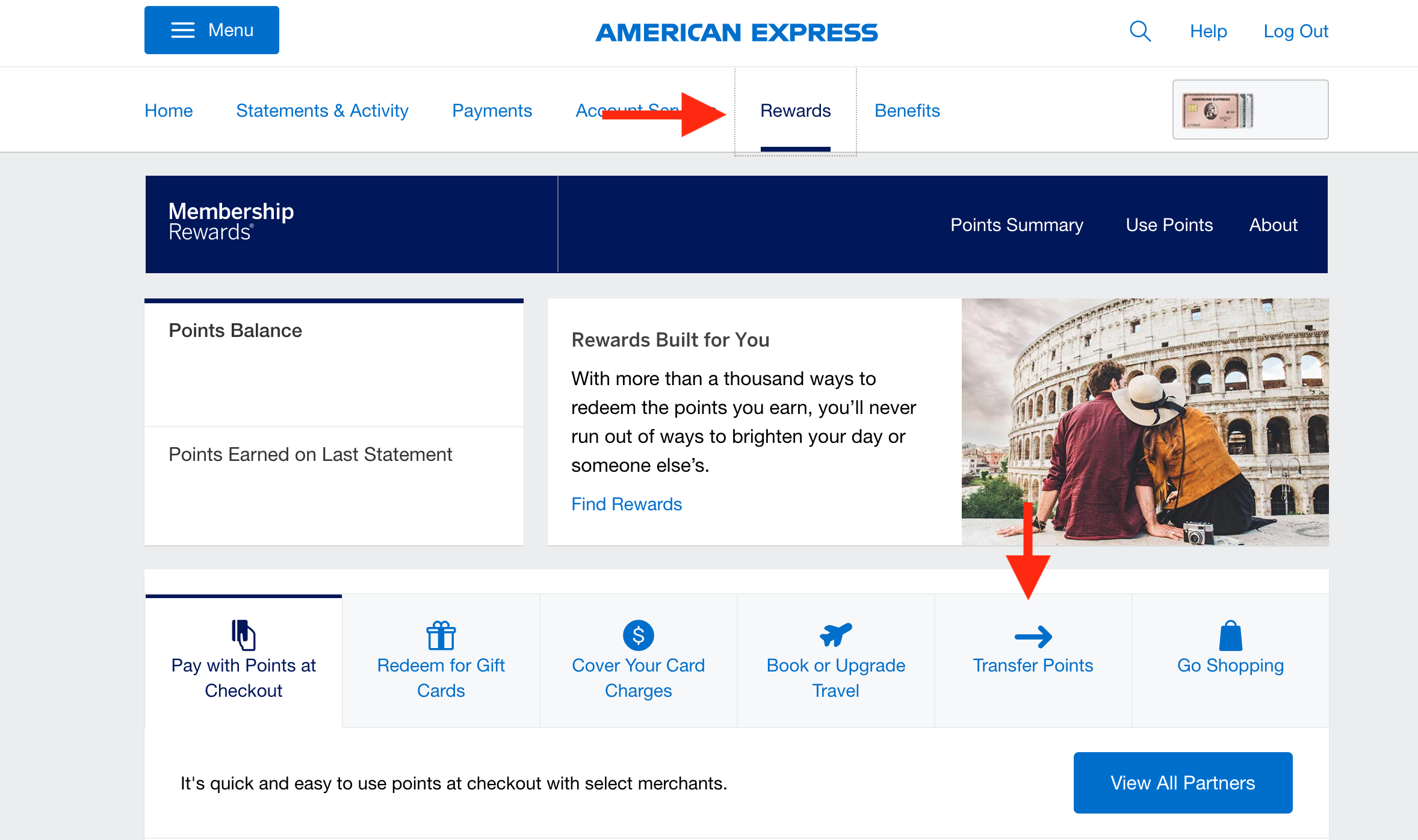 Click the Rewards and Transfer Points Buttons Click the Rewards and Transfer Points Buttons American Express Membership Rewards