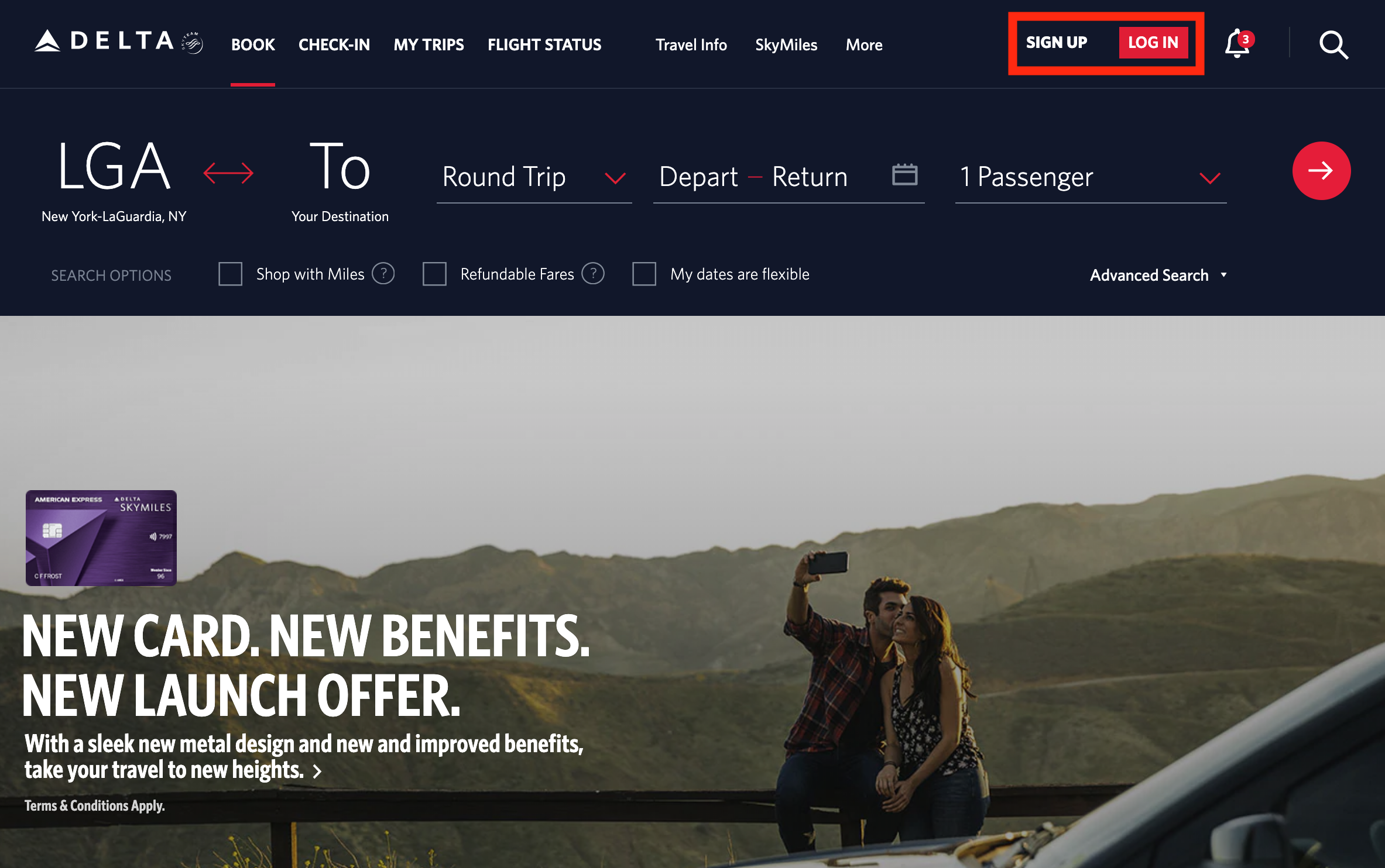 Create A Delta Account and Sign In