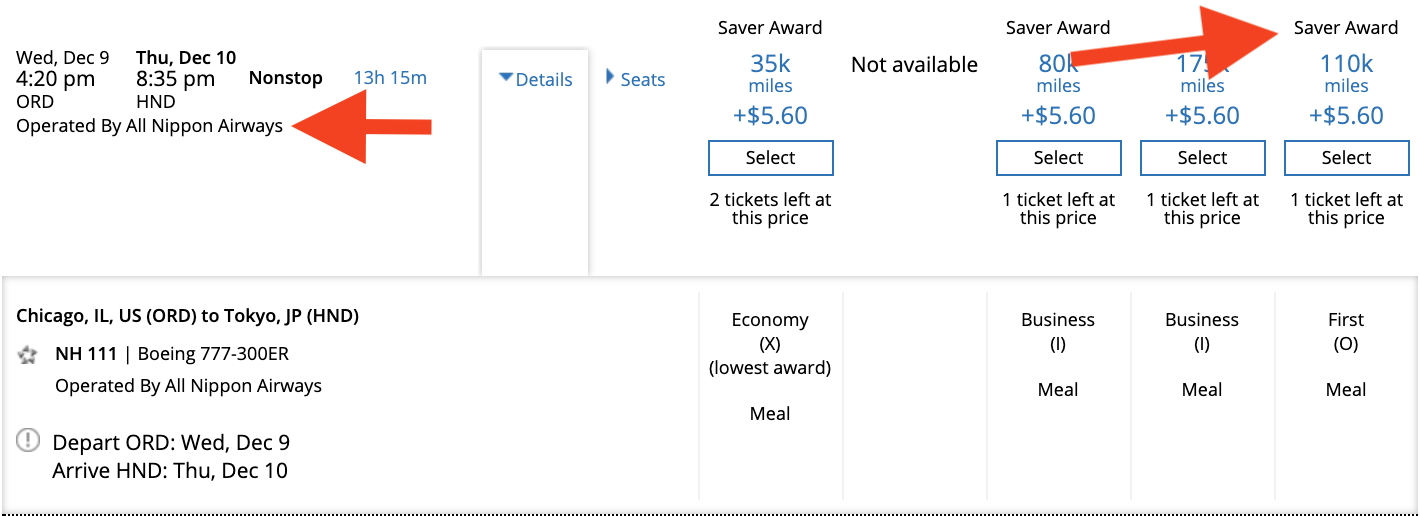Finding ANA Award Tickets on United.com
