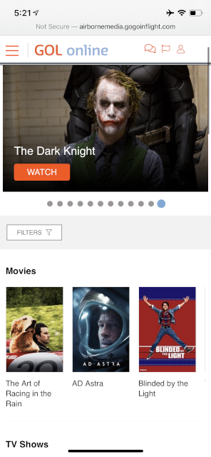 GOL Inflight Streaming Movie