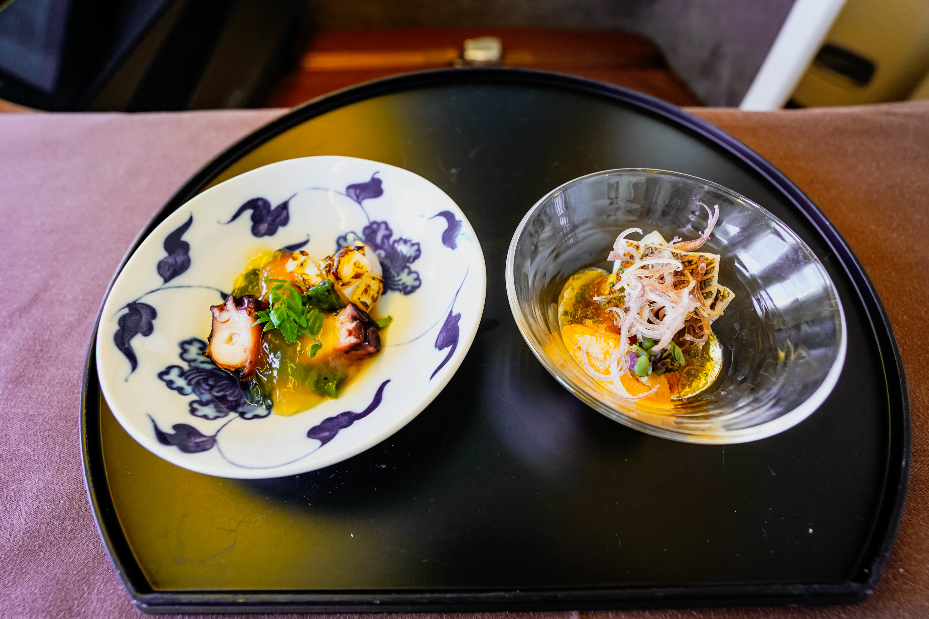 Japan Airlines Boeing 777 300ER First Class Spiny lobster and Octopus