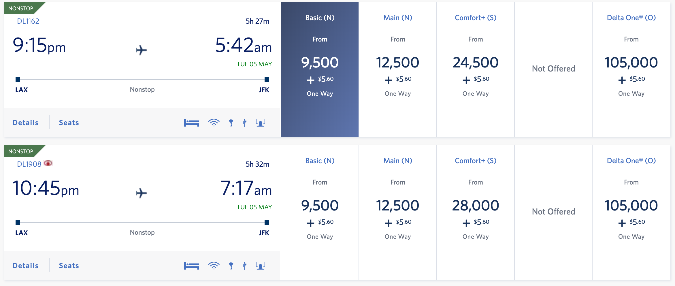 LAX JFK on A Delta Air Lines SkyMiles Award