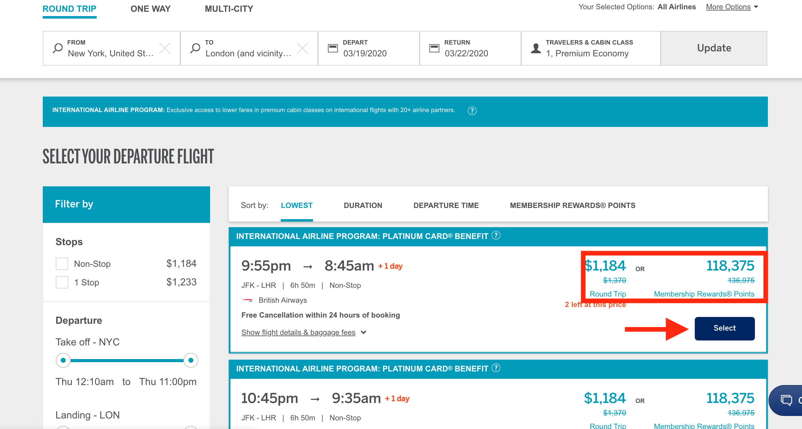Select Your Flight of Choice Select Your Flight of Choice amex travel portal