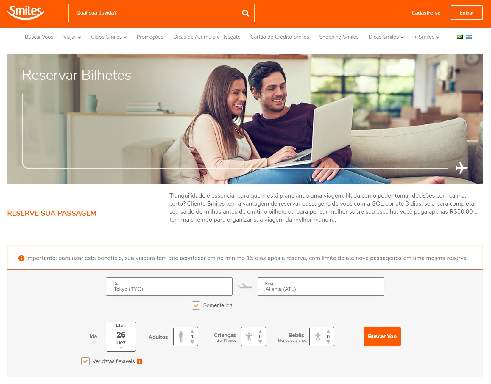 Smiles Booking Search Engine