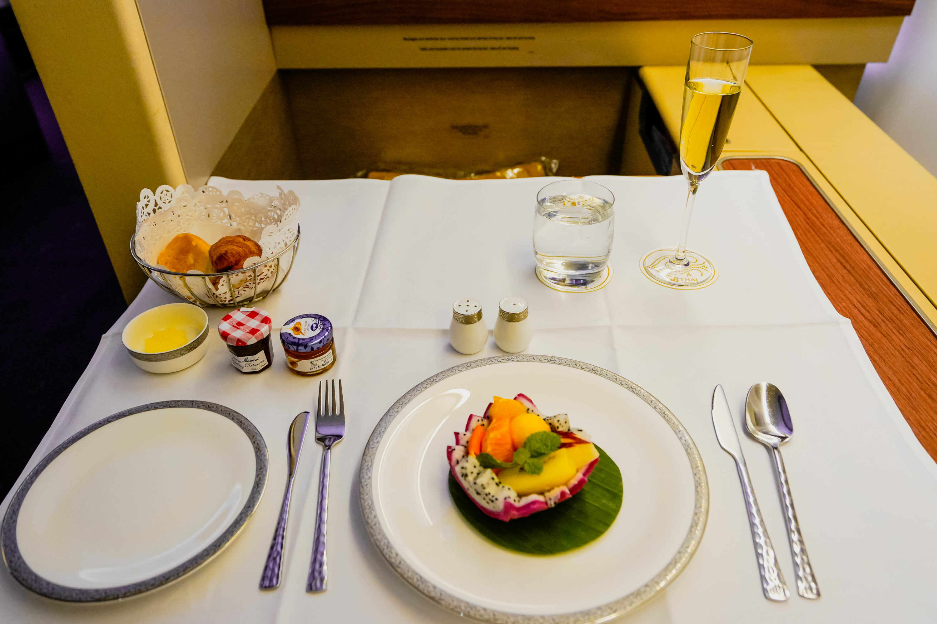 Thai Airways Boeing 747 400 First Class Breakfast