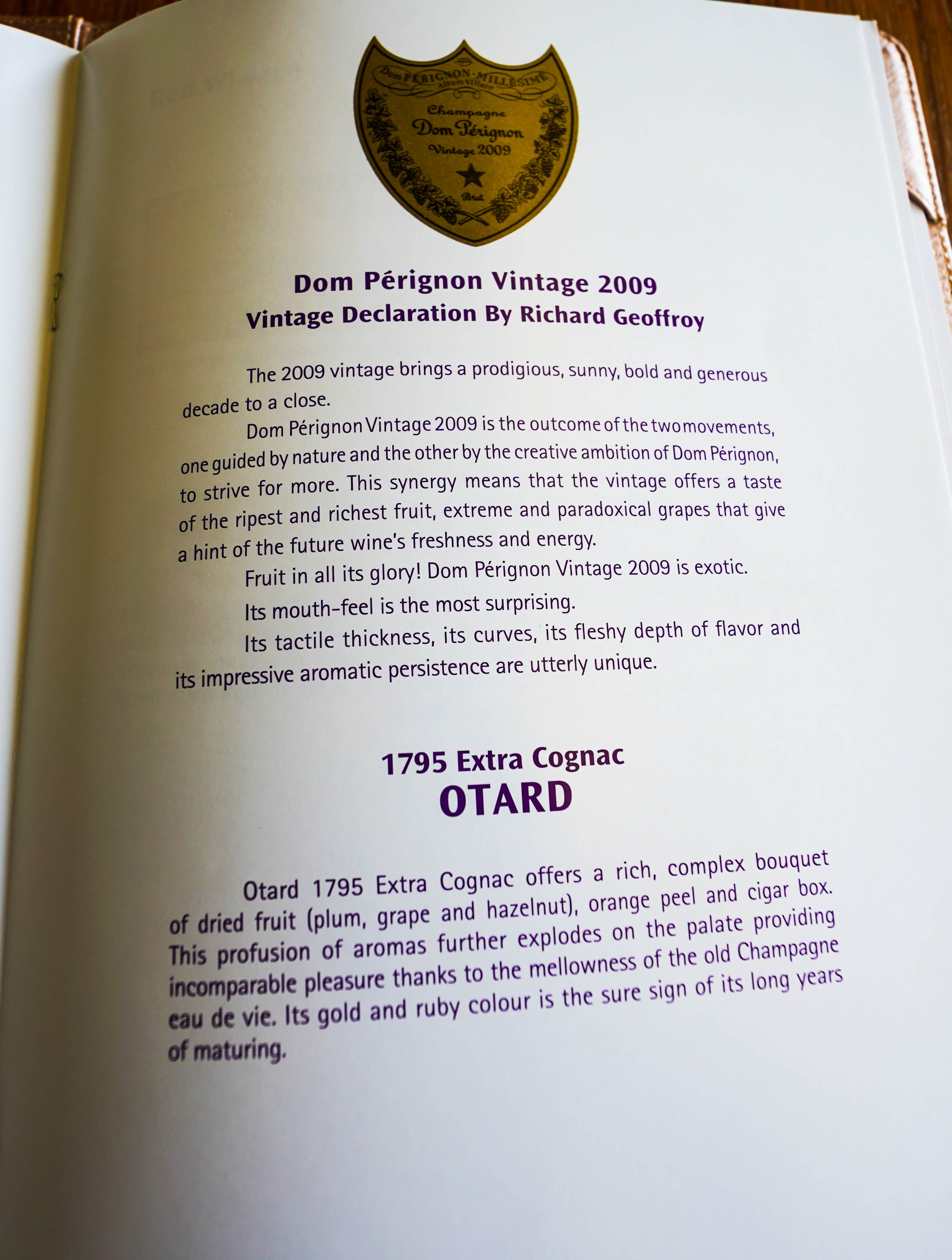 Thai Airways Boeing 747 400 First Class Champagne List