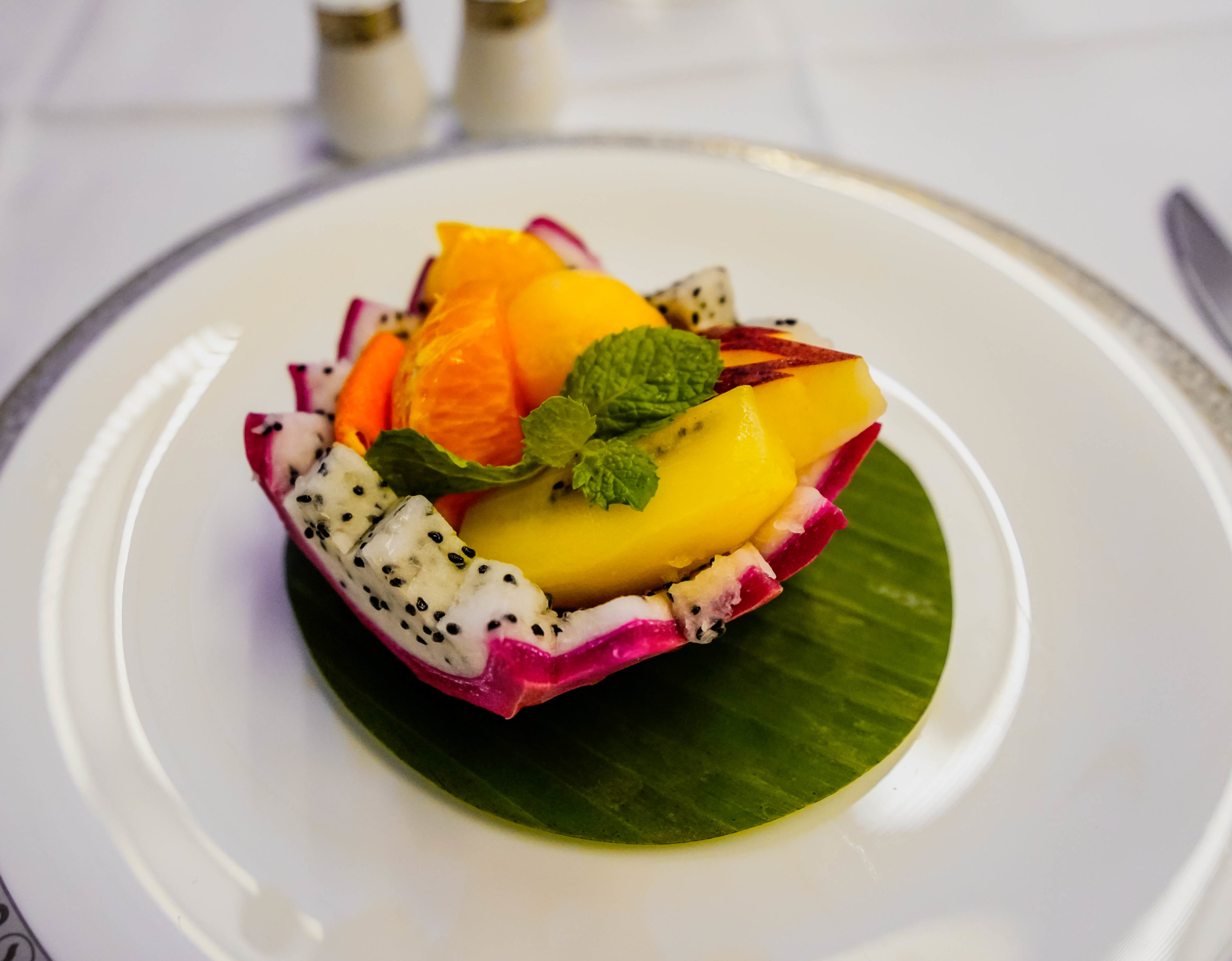Thai Airways Boeing 747 400 First Class Fresh fruits