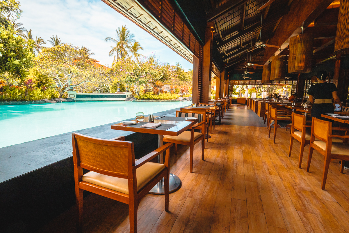 The Laguna Bali Breakfast Seating by the Pool