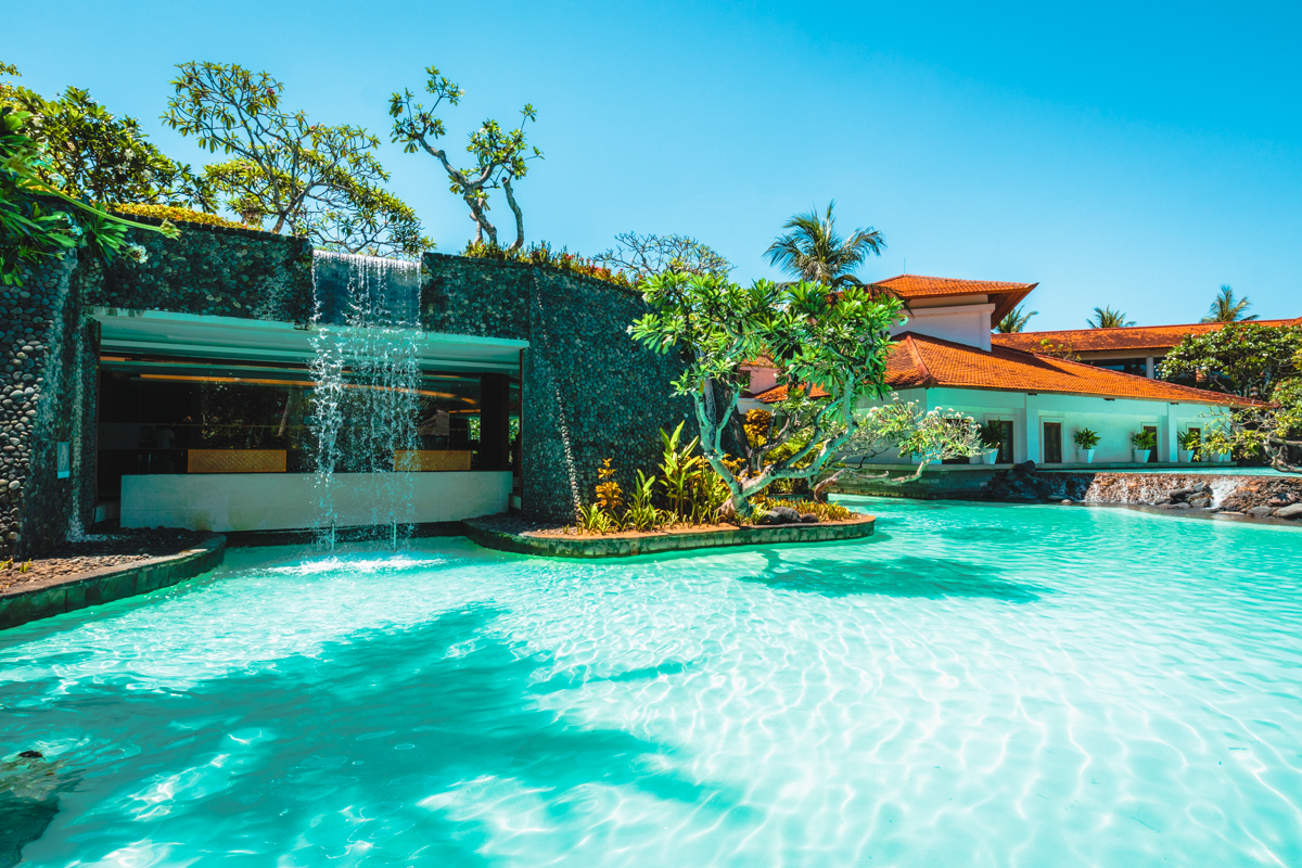 The Laguna Bali Waterfall in front of Gym