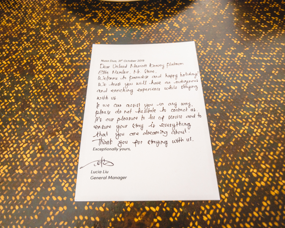 The Laguna Bali Welcome Note