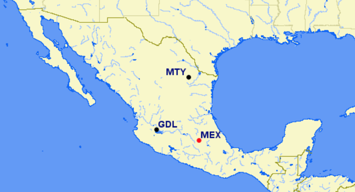 Aeromexico hubs and focus cities