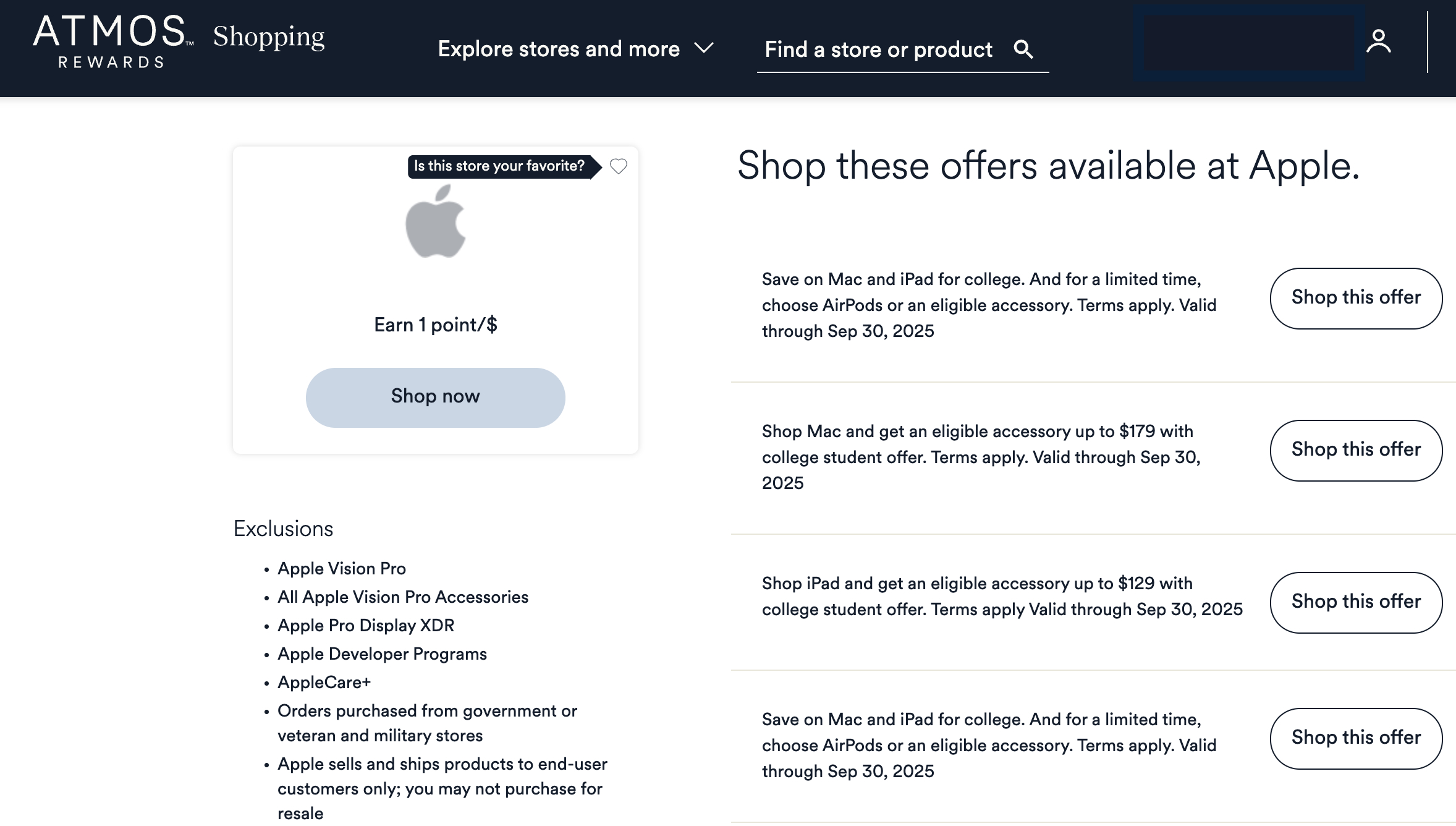 Alaska Atmos Rewards shopping apple store