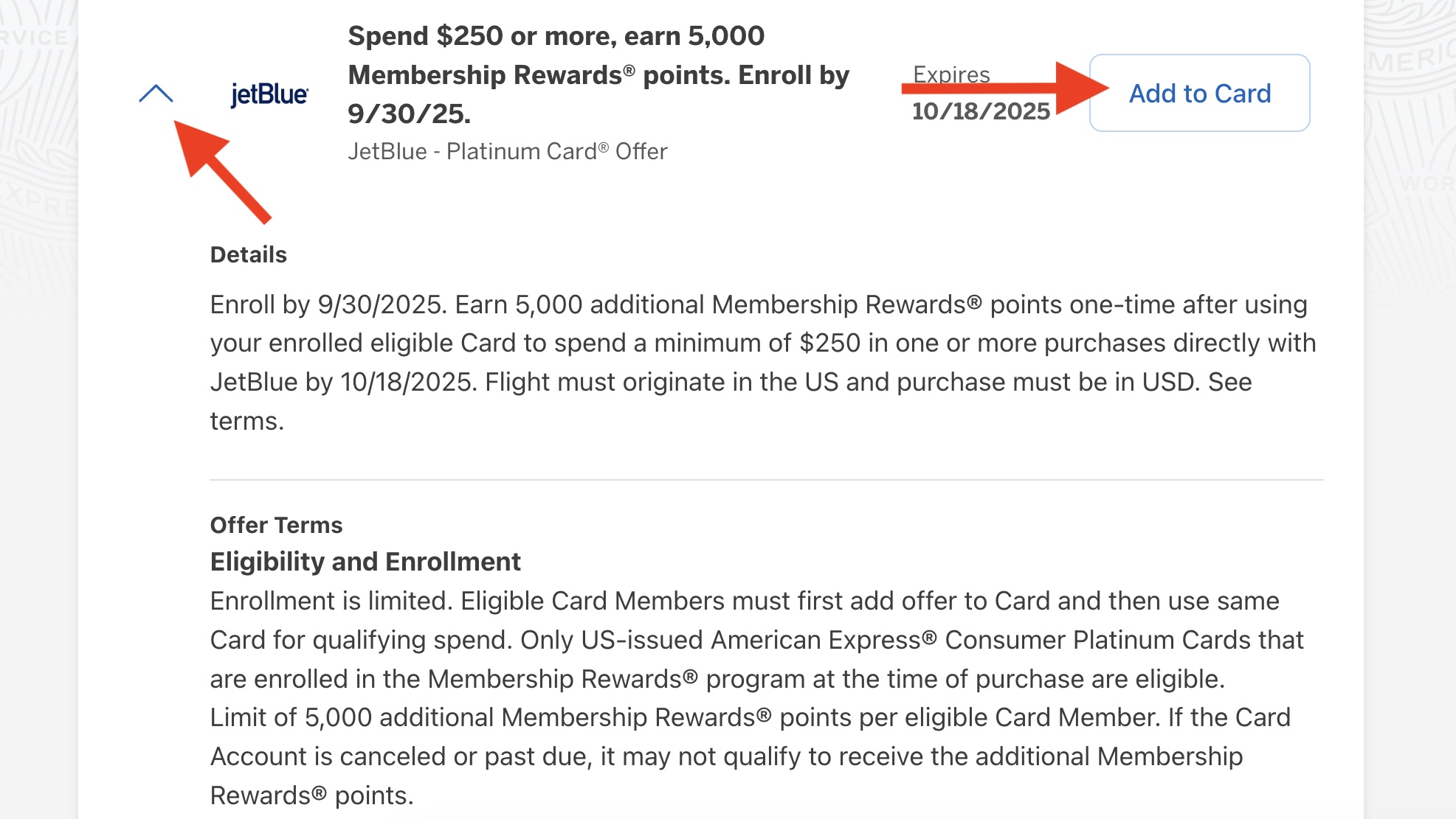 Amex Offers jetblue points offer