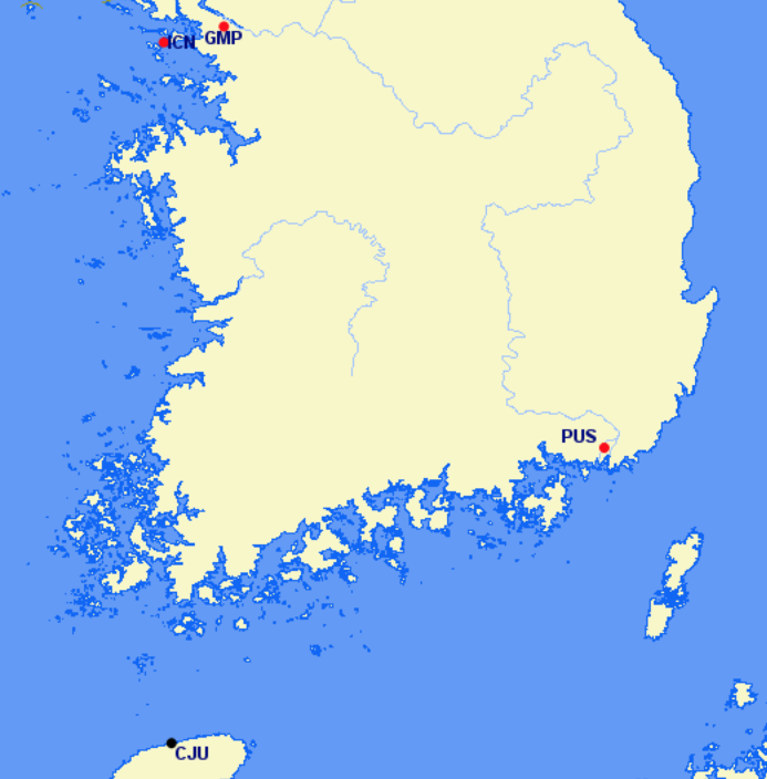 Asiana Airlines hubs and focus cities