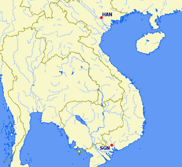 Bamboo Airways hubs and focus cities