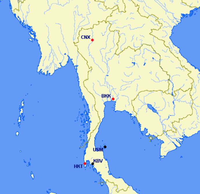 Bangkok Airways hubs and focus cities