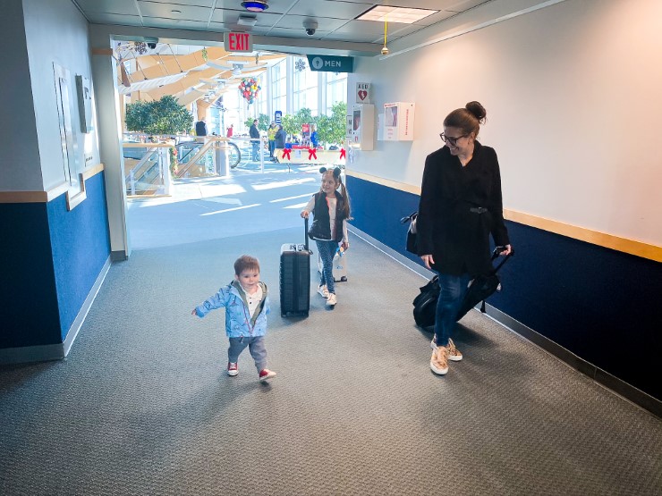 Family Walking Through Burlington International Airport BTV Vermont