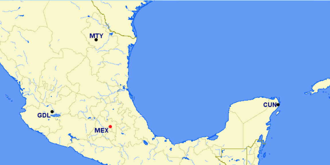 Interjet hubs and focus cities