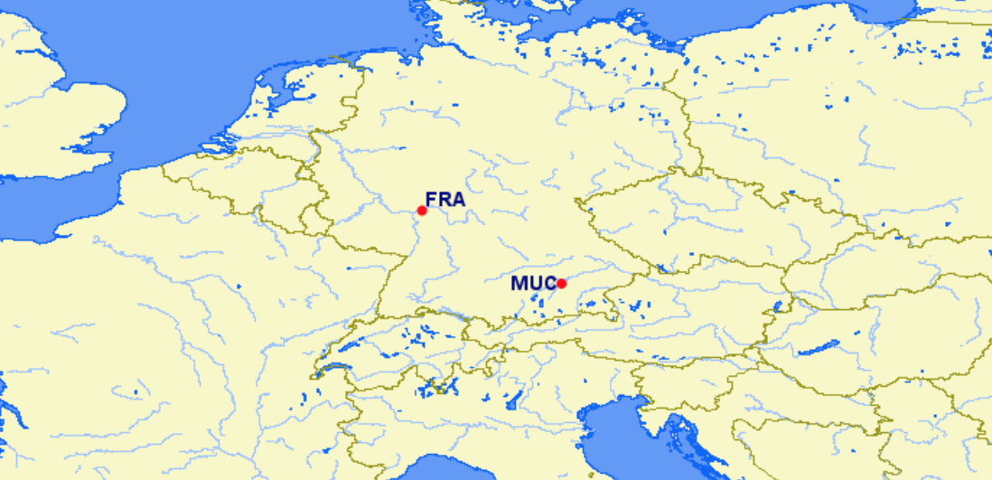Lufthansa hubs and focus cities