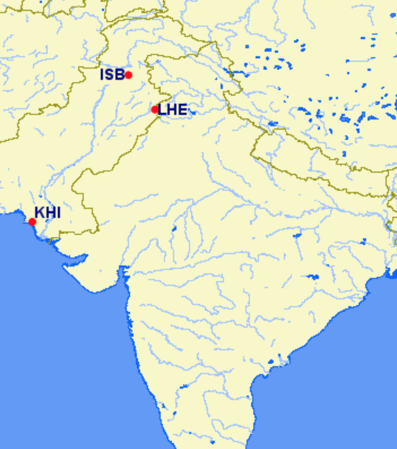 Pakistan International Airlines hubs and focus cities