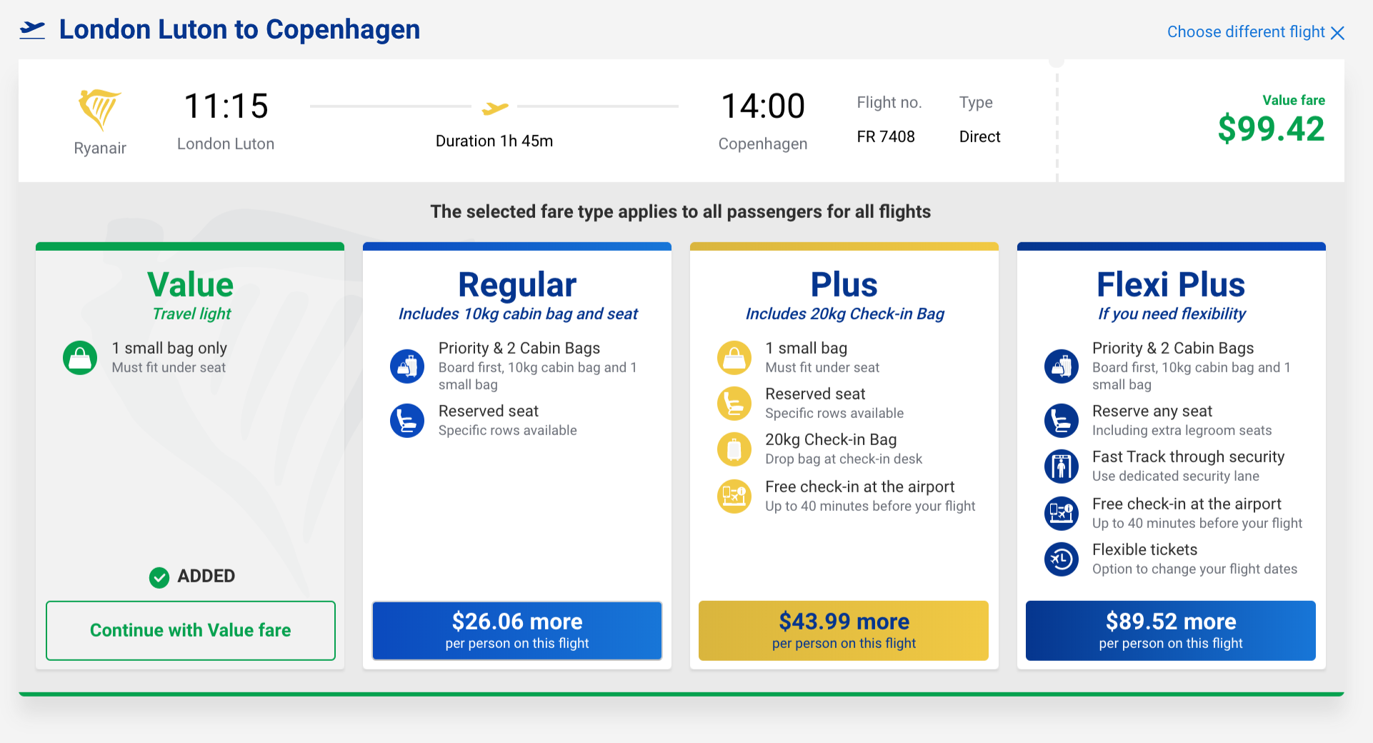 Ryanair Baggage Packages