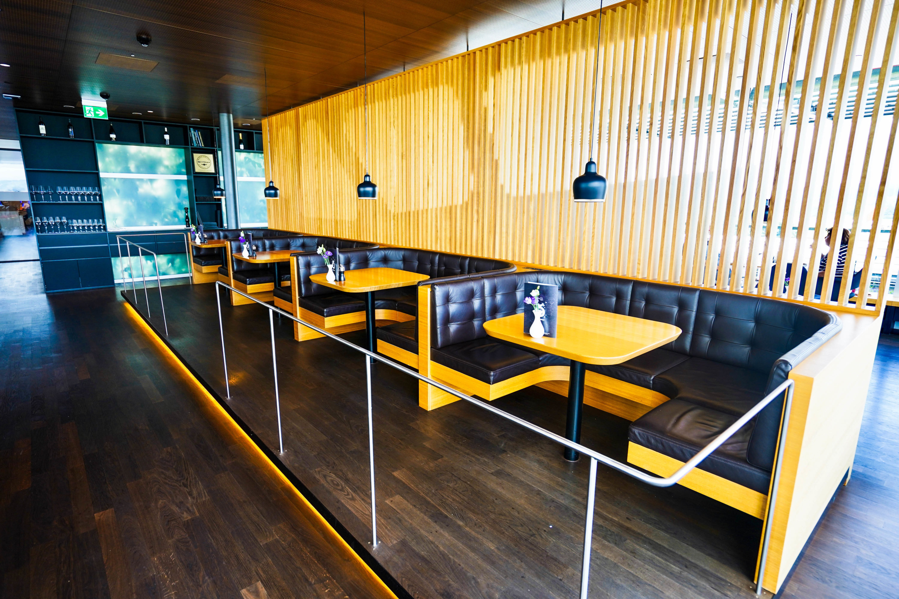 SWISS First Class Lounge Dining booths
