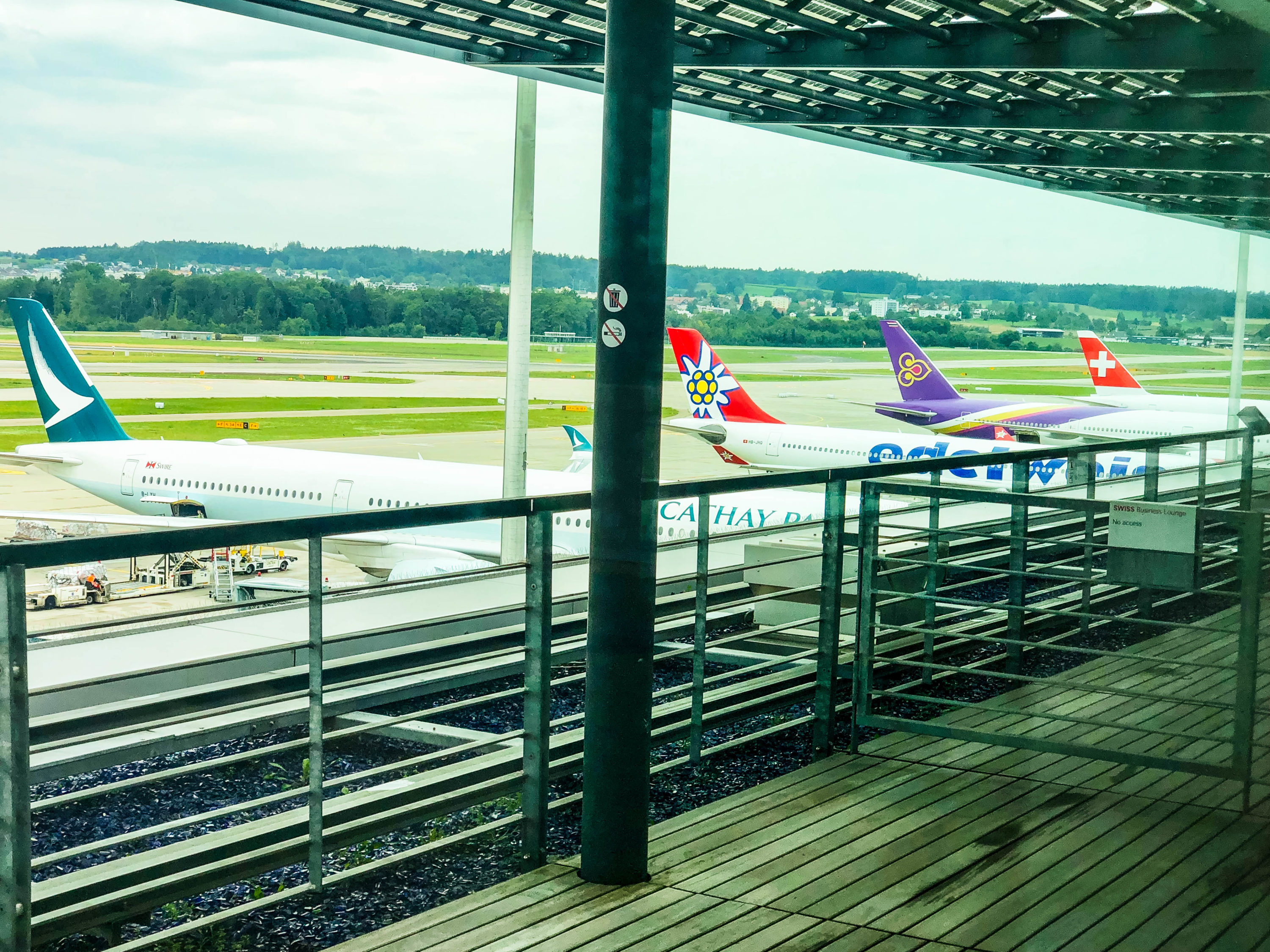 SWISS First Class Lounge Tarmac view from the day room