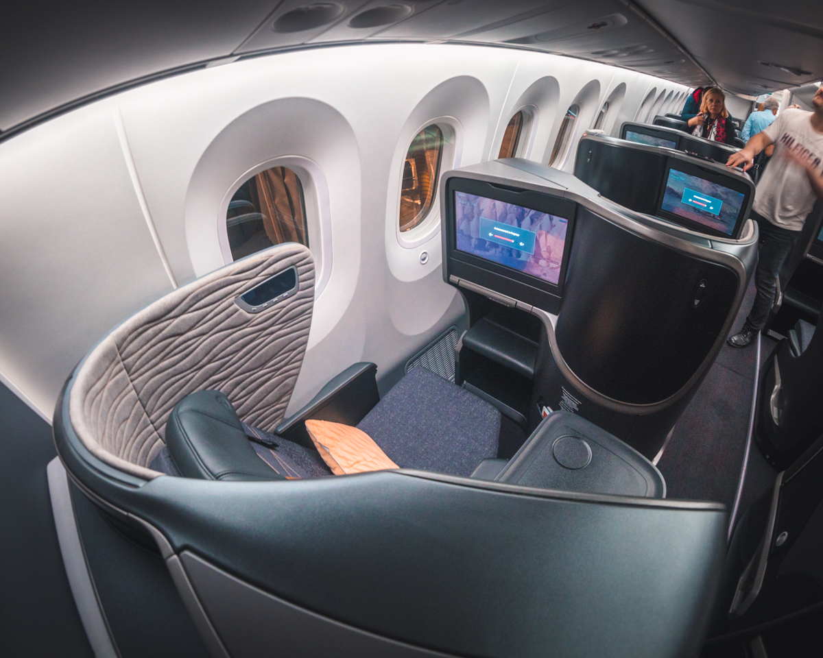 Turkish Airlines Boeing 787 9 Business Class Seat 8A from Behind Turkish Airlines Boeing 787 9 Business Class Seat 8A from Behind