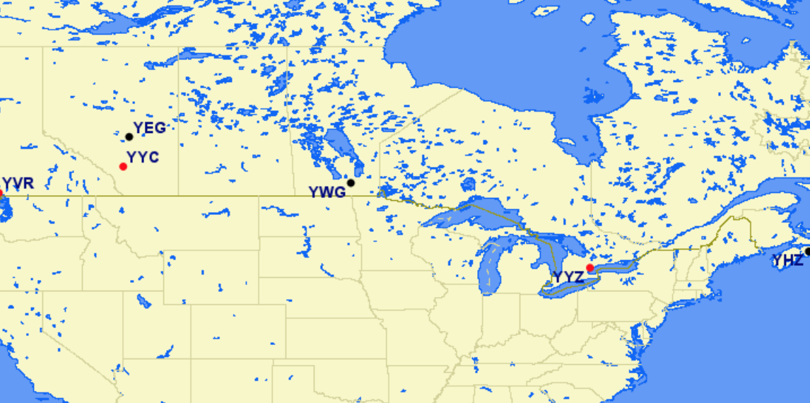 Westjet hubs and focus cities