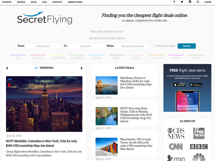 Secret Flying Home Page