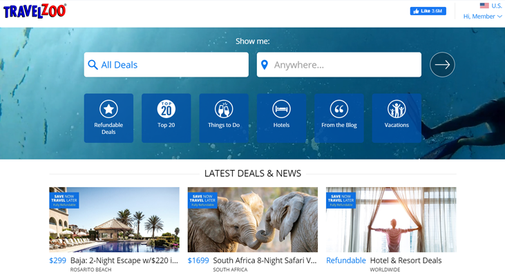 TravelZoo Home Page