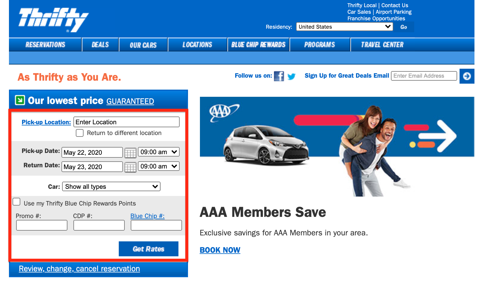 How to rent a car through Thrifty