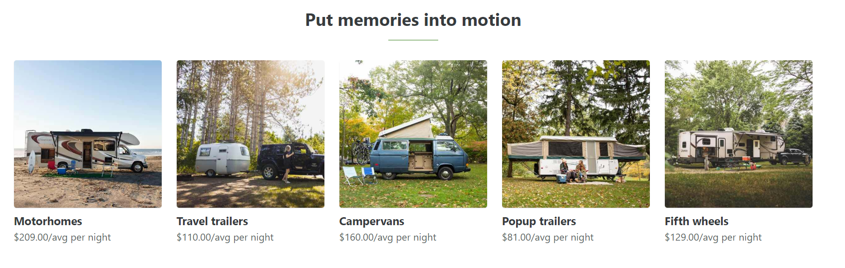 Outdoorsy rental types