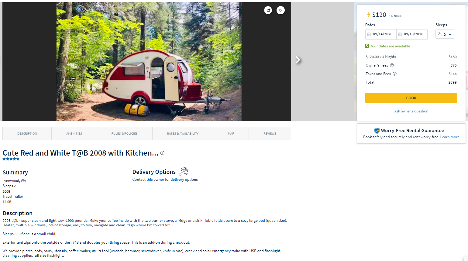 RV Share Product Page