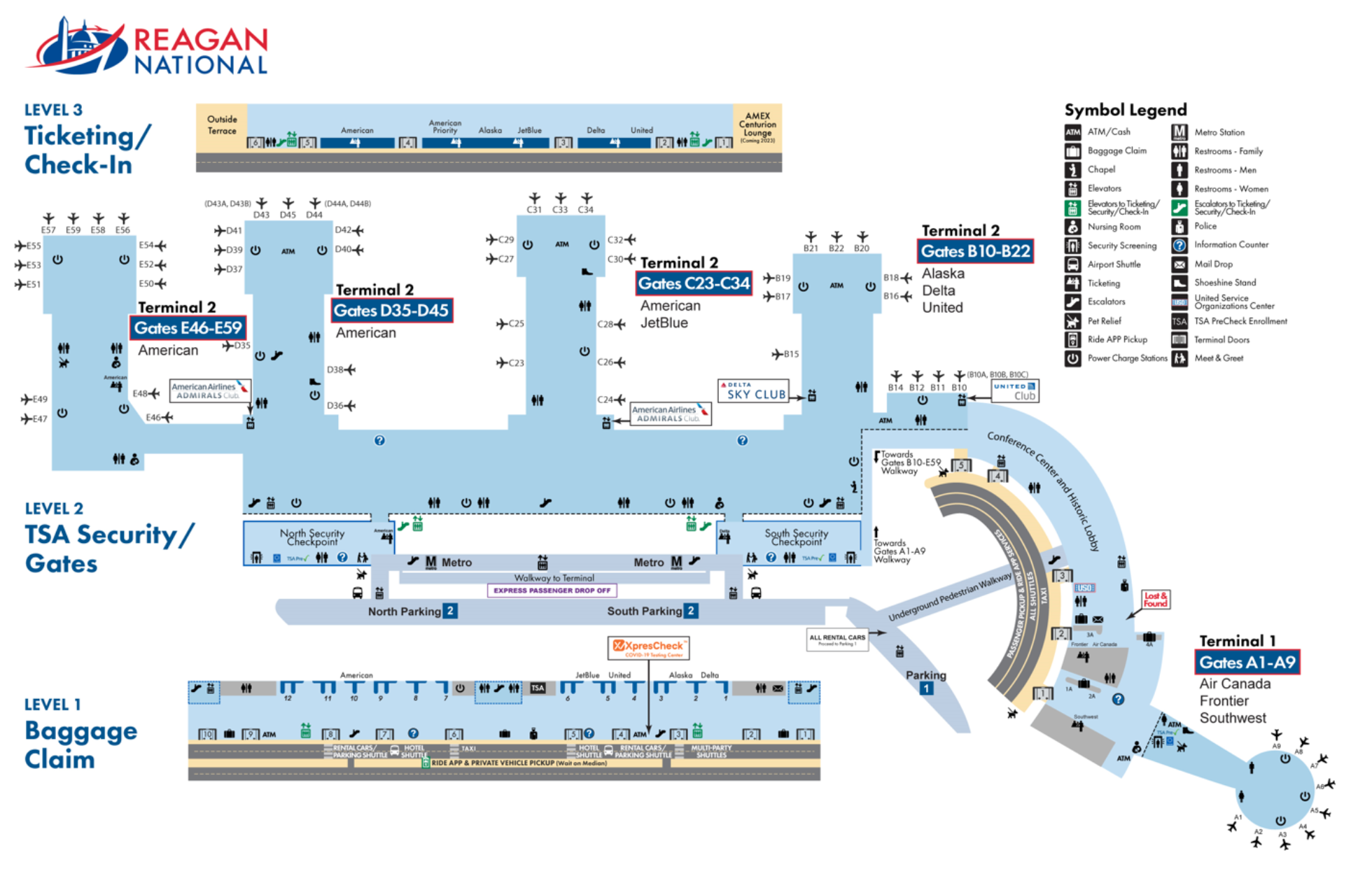 Reagan National Airport Terminal Map