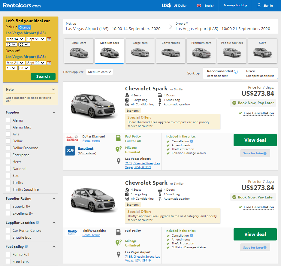 RentalCars.com Las Vegas