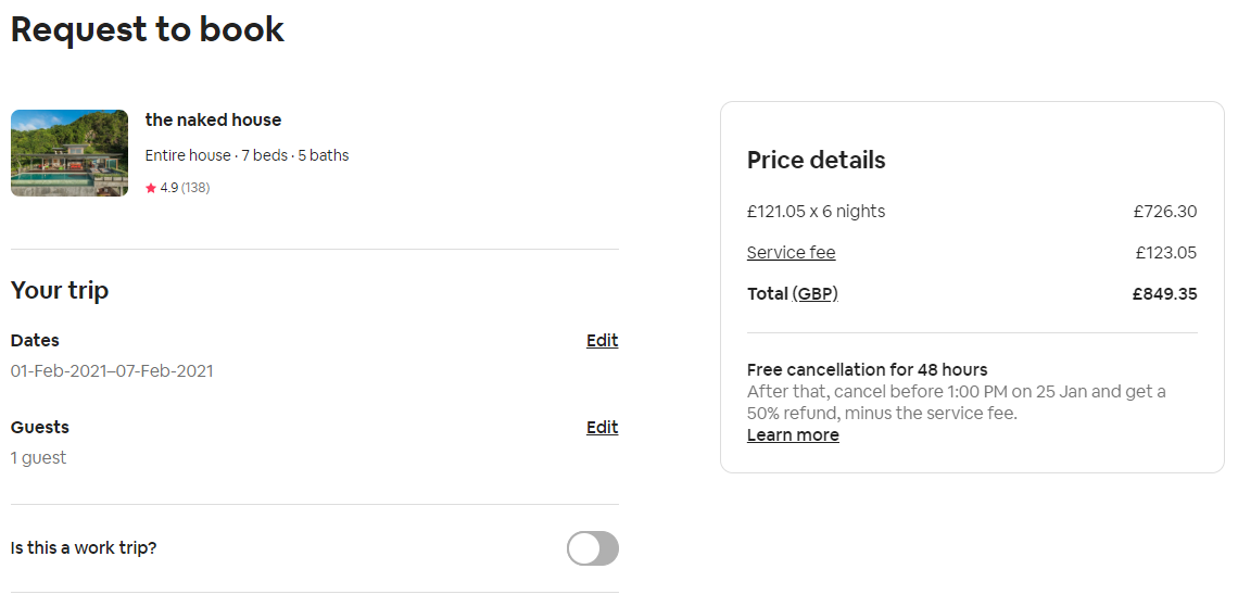 Airbnb Request to Book