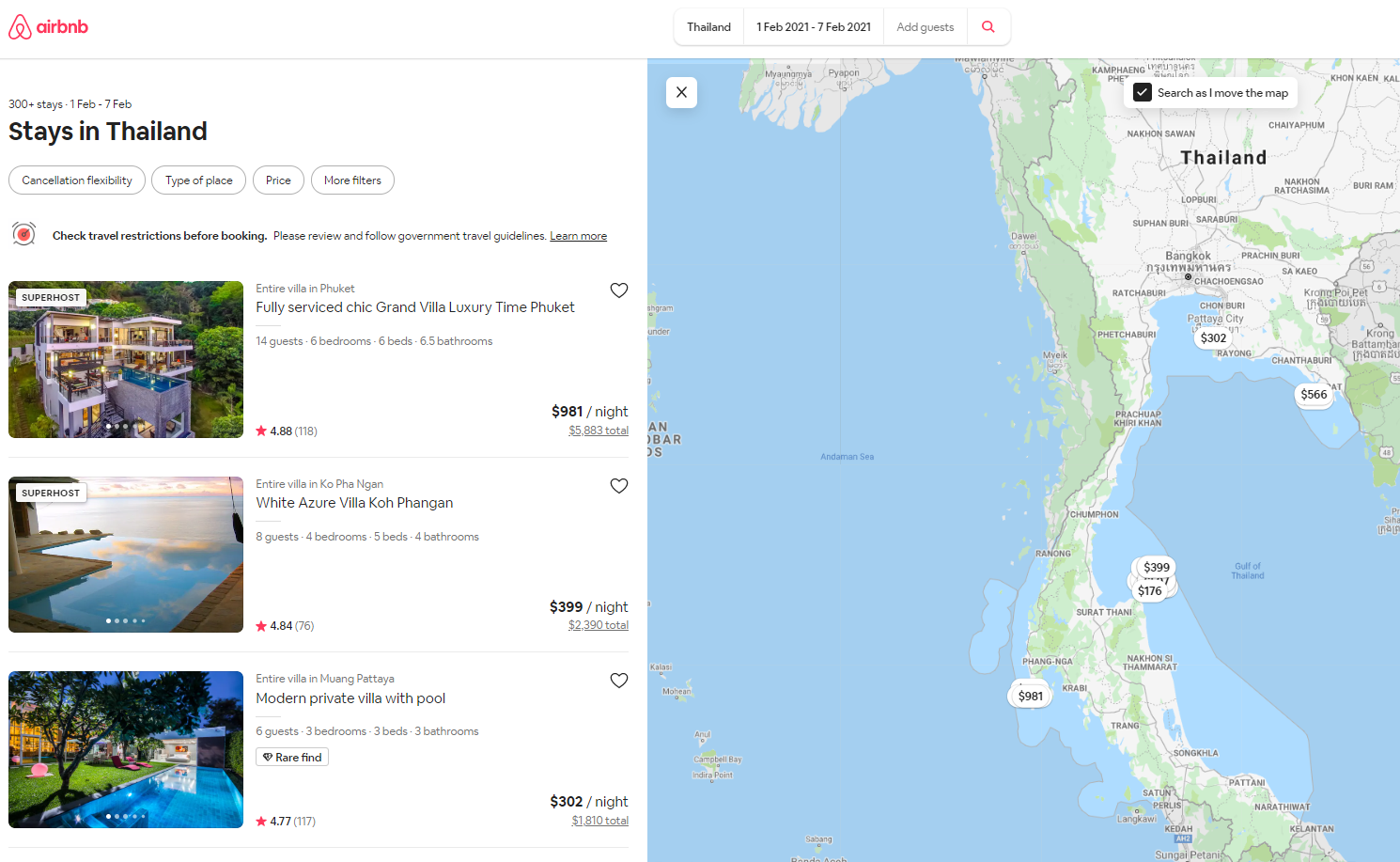 Airbnb Search Results