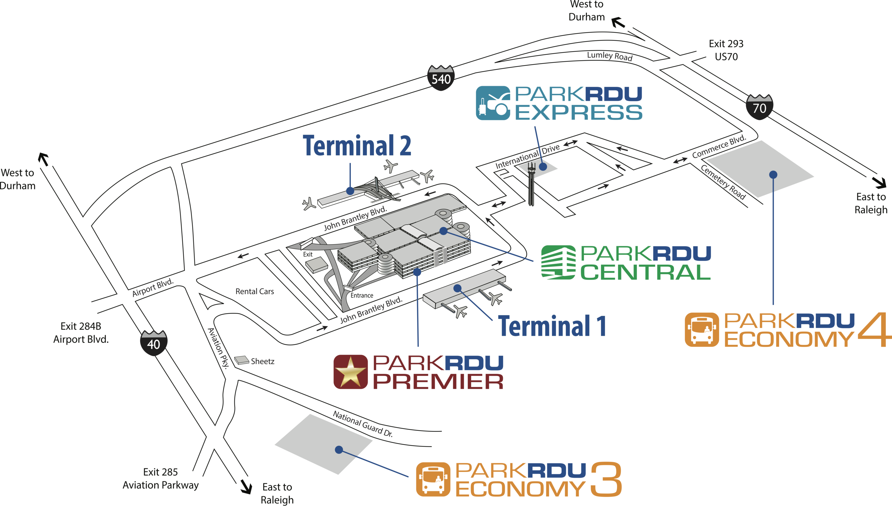 Raleigh Durham International Airport Parking Map