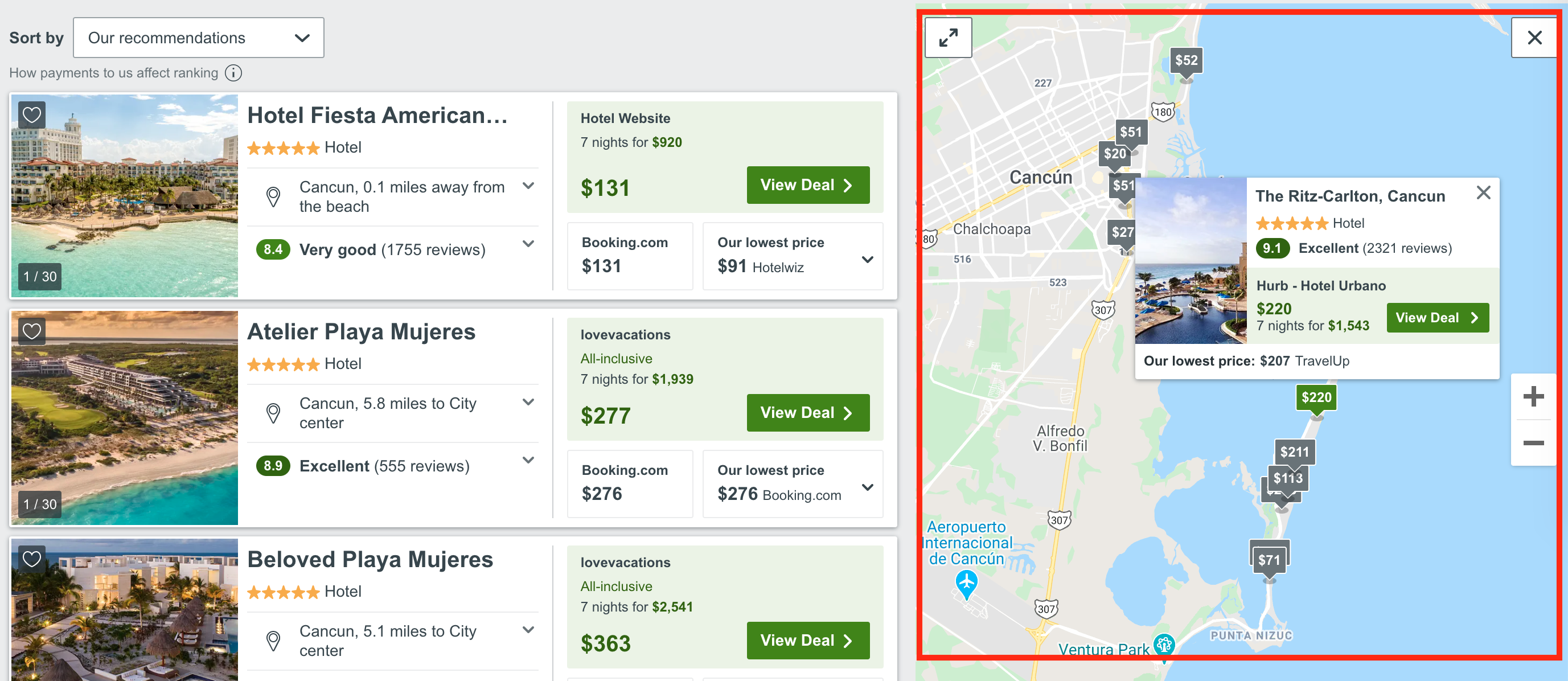 Trivago map feature