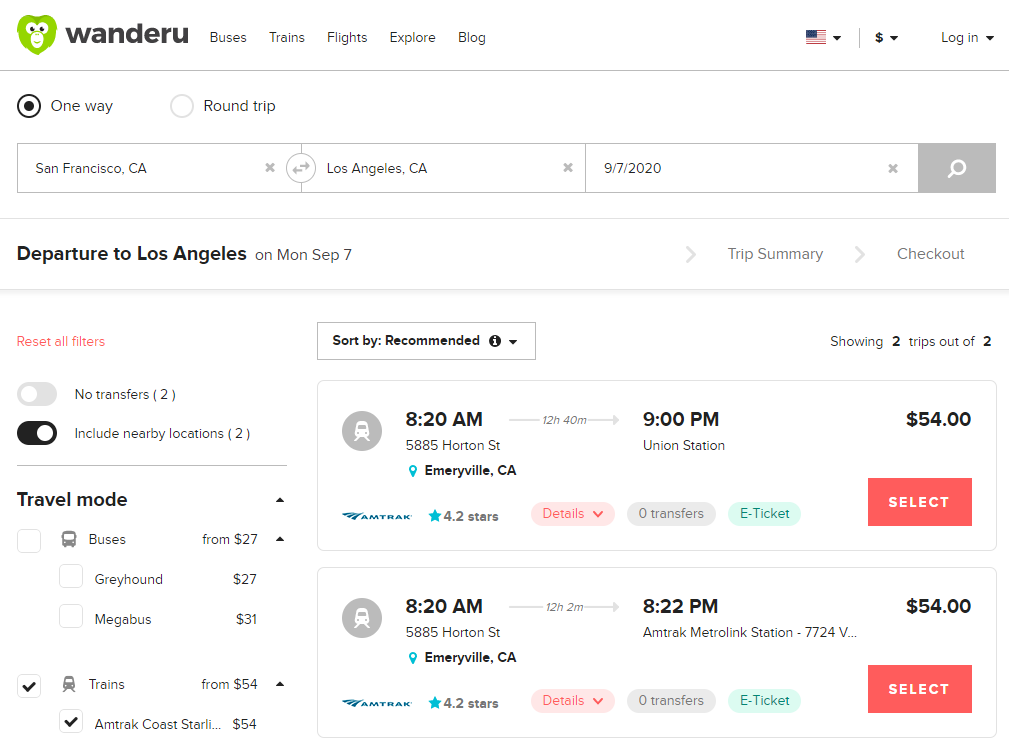 Wanderu Amtrak Tickets