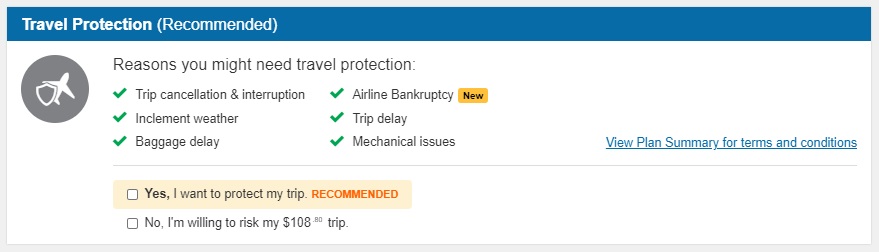 CheapOair flight insurance