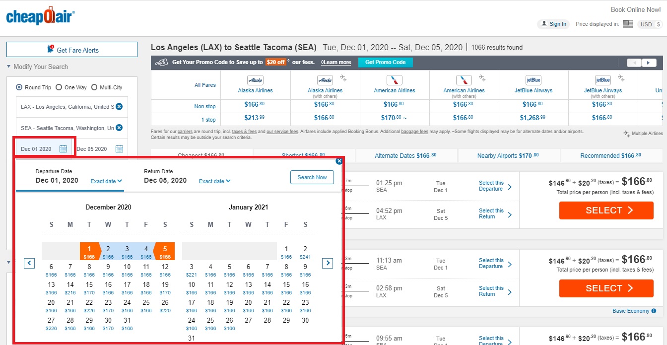 CheapOair flight low fare
