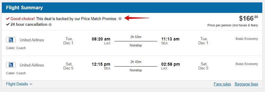 CheapOair flight price match