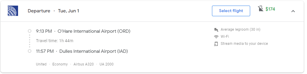 Google Flights PNC Comparison