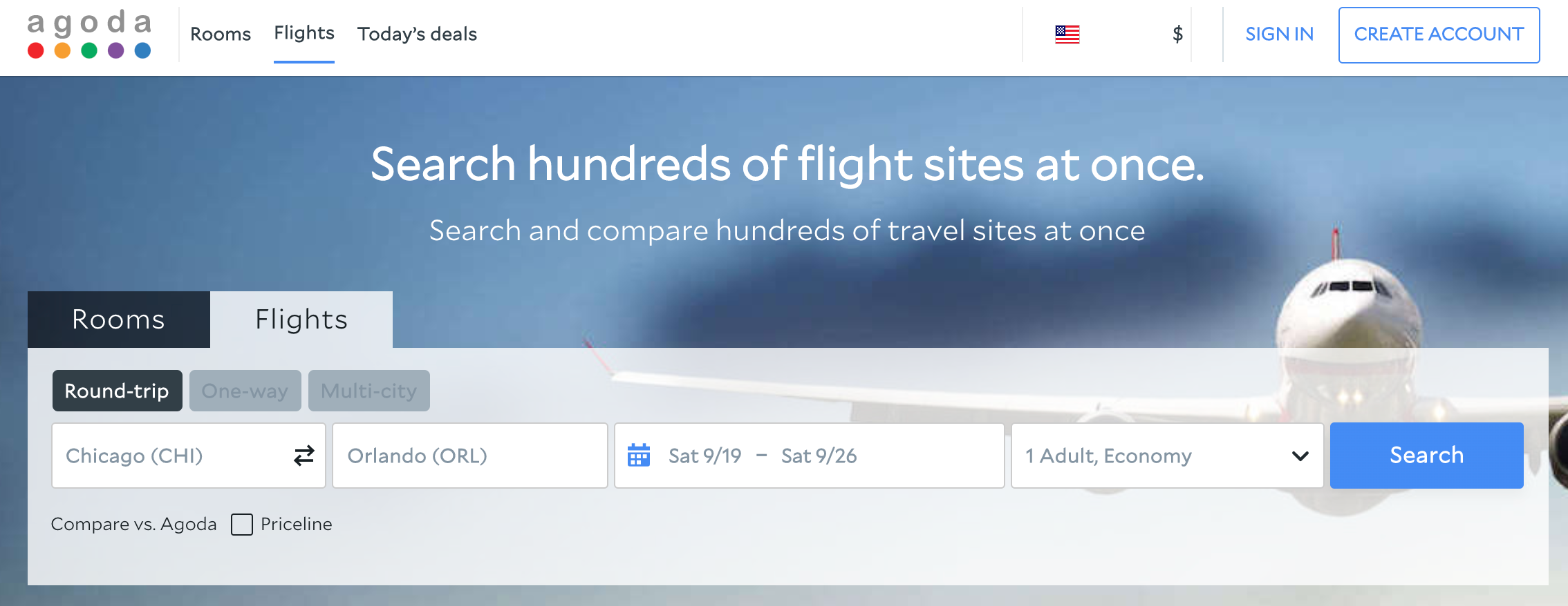 How to search for a flight on Agoda