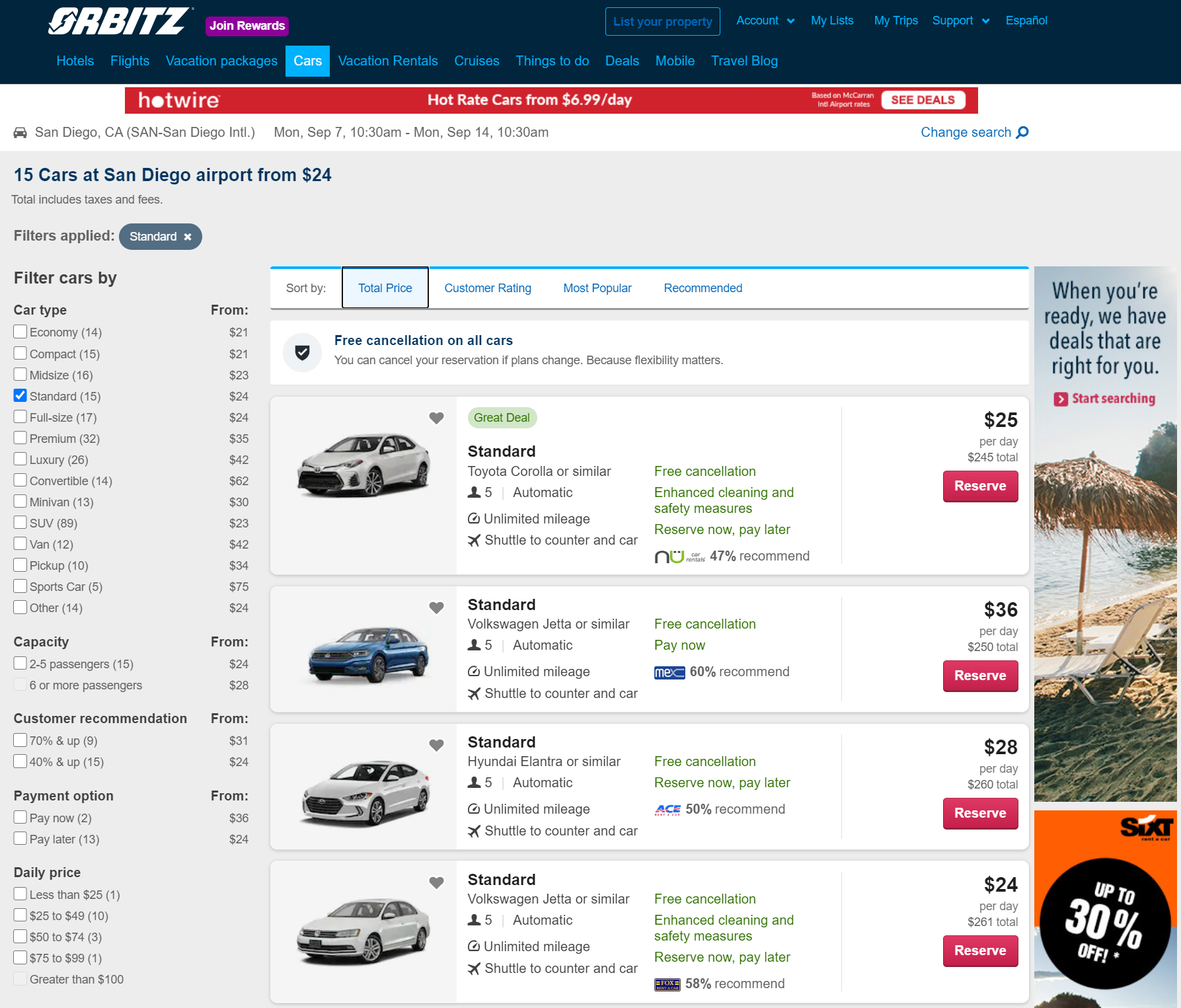 Orbitz Car Rental