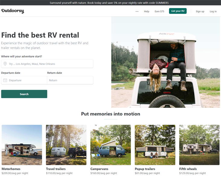 Outdoorsy RV Rental